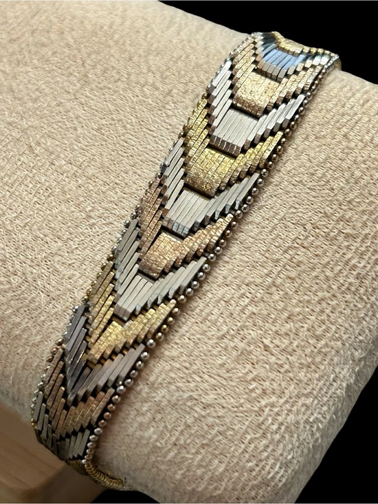 Milor Jewelry - Milor Sterling Silver 925 Italy Tri Color Vermeil Chevron Bracelet